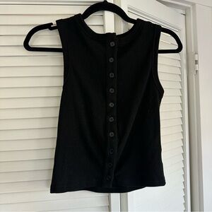 Sleeveless Black Button-Up Top